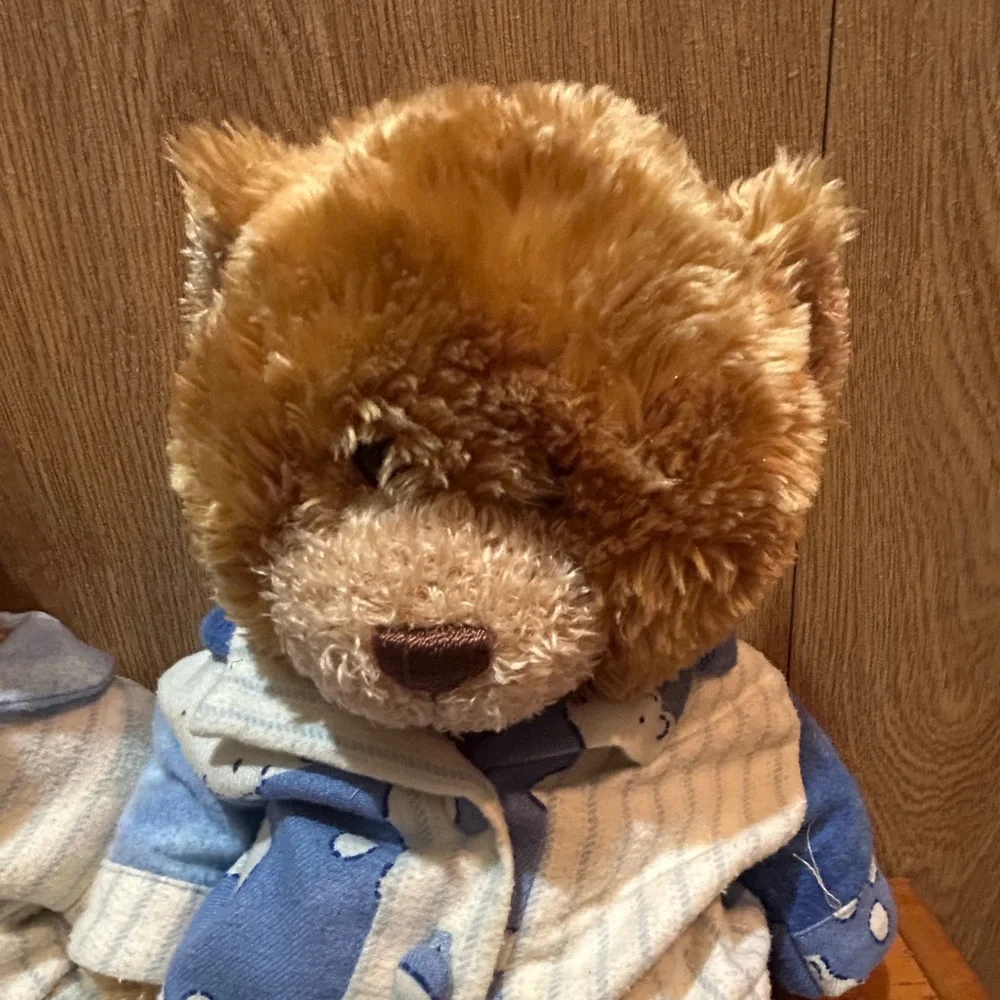 Lot Of 2 TY Bears 14” Blue Flannel Pajamas 2006 Rare